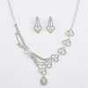 Elegant Heart Crystal Necklace and Earrings Set - Silver-Tone Rhinestone Bridal Jewellery for Weddings, Prom, and Special Occasions - Adjustable Choker with Dangle Earrings