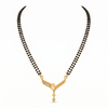 Gold Plated Double Layer Mangalsutra for Women with CZ Accents | Two Line Black Bead Chain Necklace for Daily Wear or Wedding Gift | Traditionally Designed Pendant