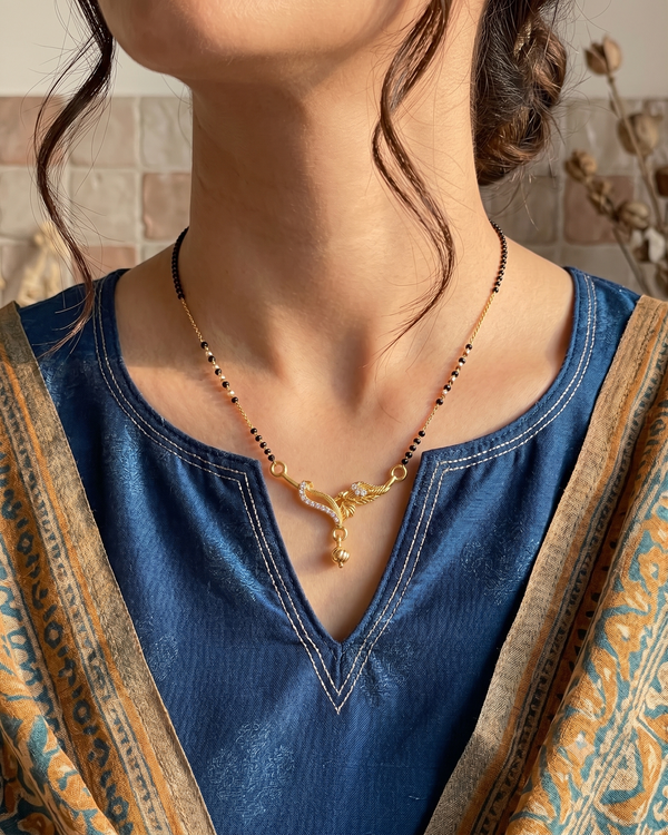 Gold-Plated Double-String CZ Mangalsutra (18K Gold Plated)