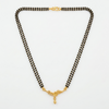Traditional Gold Plated Dual Strand Black Beaded Mangalsutra with CZ Diamond Studded Floral Pendant for Women - Ethnic Jewellery for Weddings & Festivals