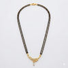 Modern Double String Gold Plated Mangalsutra for Women | Traditional Black Beaded Tanmaniya Necklace with Cubic Zirconia Floral Pendant | Ethnic Daily Wear Jewellery Gift