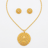 Gold-Plated Traditional Floral Filigree Pendant Necklace with Matching Stud Earrings for Women and Girls - Ethnic Jewellery Set for Wedding, Festivals, and Gifting