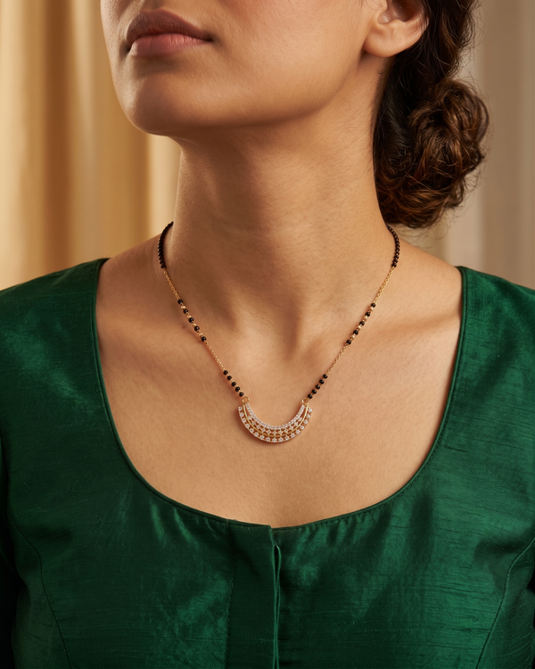 Gold-Plated Crescent Moon Mangalsutra (18K Gold Plated)