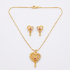 Gold Plated Heart Pendant Necklace with Earrings Set for Women - Ruby Red Stone Studded Traditional Jewellery Set - Adjustable Chain & Heart Drop Earrings for Weddings & Gifting