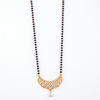 Traditional Gold Plated CZ Diamond Crescent Pendant Mangalsutra for Women | Single Line Black Beads Tanmaniya Necklace for Daily and Festive Wear