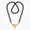 Traditional Gold Plated Double Layer Mangalsutra for Women | Cz Diamond Studded Pendant Short Tanmaniya Mangalsutra Necklace | Black Beads Daily Wear Jewellery for Women