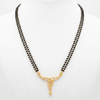 Gold Plated Double Line Mangalsutra Necklace for Women, Traditional Black Beaded Chain with CZ Diamond Pendant Indian Bridal Jewellery