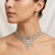 Elegant Floral Crystal Choker Necklace and Earring Set for Women | Silver-Plated Rhinestone Jewellery with Pink and Green Stones | Wedding, Party, and Bridal Wear Accessories