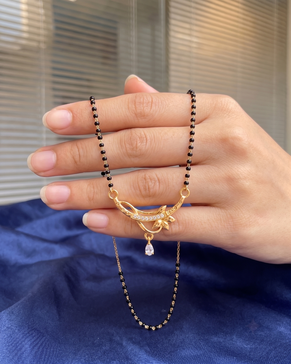 Gold-Plated Double-String Floral Mangalsutra (18K Gold Plated)