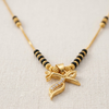Gold Plated Mangalsutra for Women | Stylish CZ Diamond Studded Tanmaniya Necklace | Modern Daily Wear Black Bead Chain