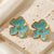 Green Gold Plated Floral Enamel Stud Earrings For Women