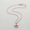 Rose Gold Plated Heart Locket Necklace for Women, Evil Eye Pendant with Sparkling Zircon Stones, Elegant Fashion Jewellery Gift for Girls