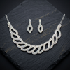 Sparkling Rhinestone Necklace and Earrings Set for Women - Silver-Tone Crystal Choker with Matching Drop Earrings - Elegant Bridal & Evening Jewellery Set for Weddings, Prom, and Parties