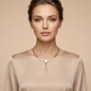 Gold Plated White Heart Pendant Necklace - Flat Snake Herringbone Chain with Crystal Dangle - Elegant Adjustable Jewellery for Women and Girls