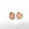 Pink Gold Plated Enamel Crescent Moon Stud Earrings For Women