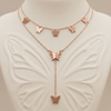 Rose Gold Butterfly Necklace for Women - Multi Layered Stainless Steel Butterfly Pendant Necklace, Anti-Tarnish & Waterproof Jewellery, Stylish Lariat Long Chain Gift for Girls and Women