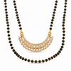 Traditional Gold Plated Mangalsutra Necklace for Women with American Diamond Adorned Crescent Moon Pendant | Black Beaded Chain | Wati Design Traditional Indian Jewellery for Wedding & Festive Wear | Gift for Wife/Mother