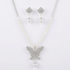 Butterfly Jewellery Set for Women, Crystal Rhinestone Butterfly Necklace and Dangle Pearl Earrings, Silver Tone Bridal Jewellery Set, Fashion Accessories for Prom, Anniversary, or Birthday Gift