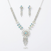 Women’s Aurora Borealis Crystal Bridal Jewellery Set - Silver-Tone Rhinestone Fringe Statement Necklace and Dangle Drop Earrings for Weddings, Prom, and Formal Galas