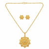 Elegant Gold-Plated Floral Pendant Necklace with Star-Shaped Stud Earrings - Traditional Jewellery Set for Women and Girls - Ethnic Sun Filigree Design for Weddings and Festivals