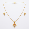 Premium Gold-Plated Triangular Pendant Necklace and Earrings Set for Women - Ethnic Traditional Jewellery with Ruby Red Stones and Cubic Zirconia Accents