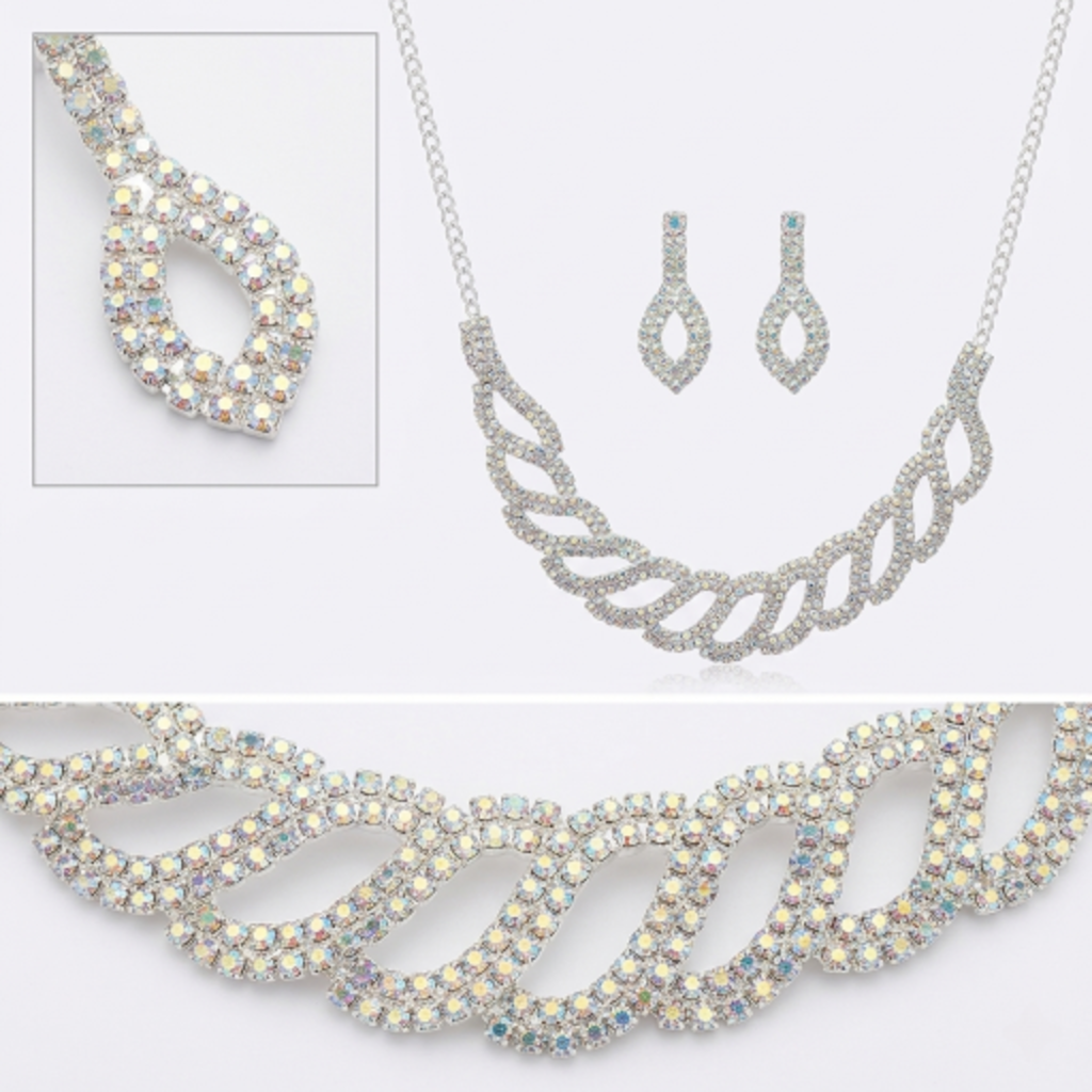 Sparkling Rhinestone Necklace and Earrings Set for Women - Silver-Tone Crystal Choker with Matching Drop Earrings - Elegant Bridal & Evening Jewellery Set for Weddings, Prom, and Parties