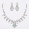 Elegant Rhodium-Plated Kundan Necklace Set with Mint Green & Blush Pink Stones – Floral Choker Jewellery with Matching Drop Earrings for Women and Girls – Perfect for Weddings, Parties, and Festive Wear
