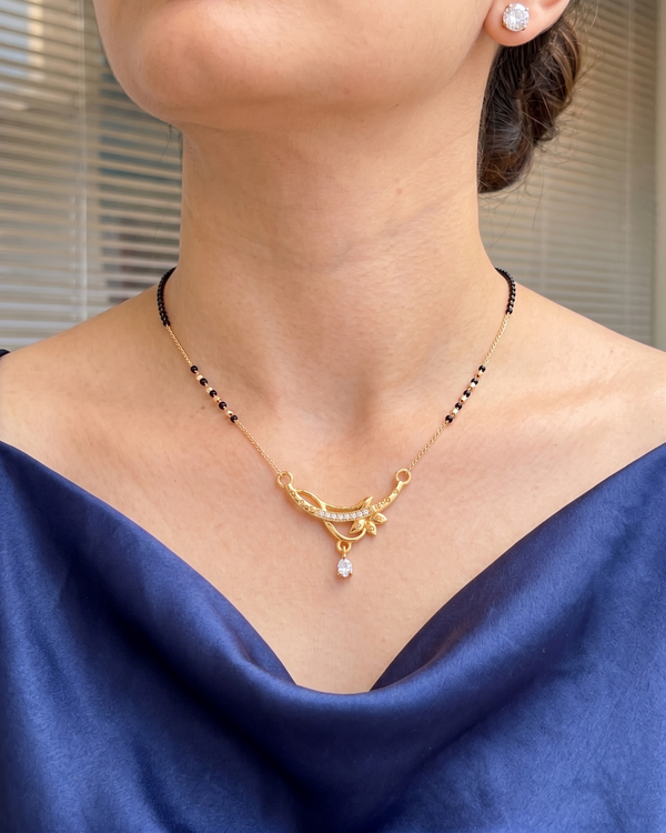 Gold-Plated Double-String Floral Mangalsutra (18K Gold Plated)