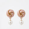 Pink Rose Gold Pearl Knot Stud Earrings For Women