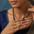 Gold Plated Double String Black Seed Bead Mangalsutra for Women | Traditional Ethnic Heart Pendant Necklace with American Diamond Accents | Daily Wear Tanmaniya for Marriage