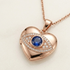 Rose Gold Plated Heart Locket Necklace for Women, Evil Eye Pendant with Sparkling Zircon Stones, Elegant Fashion Jewellery Gift for Girls