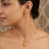 Gold-Plated Jewellery Set for Women – Elegant Geometric Sunburst Pendant Necklace and Matching Stud Earrings with Ruby Pink Stones and Clear Crystal Accents