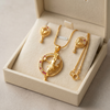 Ethnic Gold Plated Lord Krishna Pendant Necklace and Stud Earrings Set for Women – Traditional Religious Jewellery with Ruby Red Accents and White Stones – Perfect Gift for Anniversaries and Festivals