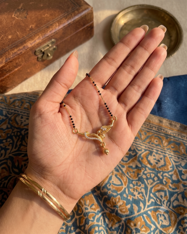 Gold-Plated Double-String CZ Mangalsutra (18K Gold Plated)
