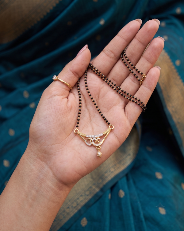 Gold-Plated Double-Layer CZ Mangalsutra (18K Gold Plated)