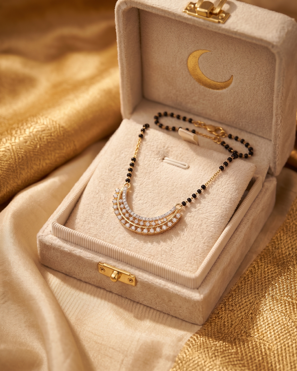 Gold-Plated Crescent Moon Mangalsutra (18K Gold Plated)