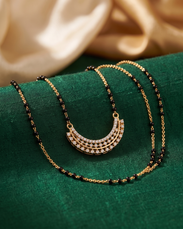 Gold-Plated Crescent Moon Mangalsutra (18K Gold Plated)