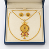 Traditional Gold-Plated Meenakari Pendant Necklace Set with Matching Stud Earrings for Women | Ethnic Floral Design Jewellery for Weddings and Festivals