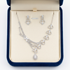 Elegant Heart Crystal Necklace and Earrings Set - Silver-Tone Rhinestone Bridal Jewellery for Weddings, Prom, and Special Occasions - Adjustable Choker with Dangle Earrings