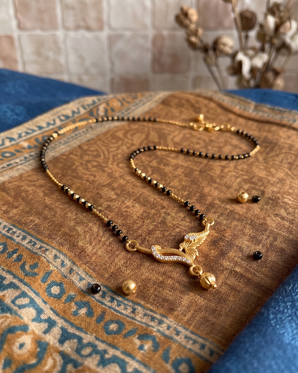 Gold-Plated Double-String CZ Mangalsutra (18K Gold Plated)