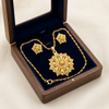 Gold-Plated Floral Pendant Necklace and Earring Set for Women, Traditional Ethnic Flower Design Jewellery Set with Twisted Chain, Gift Box Included