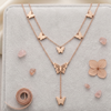 Rose Gold Butterfly Necklace for Women - Multi Layered Stainless Steel Butterfly Pendant Necklace, Anti-Tarnish & Waterproof Jewellery, Stylish Lariat Long Chain Gift for Girls and Women