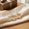 White Gold Plated Floral Pearl Stone Stud Earrings For Women