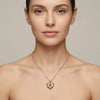 Rose Gold Plated Heart Locket Necklace for Women, Evil Eye Pendant with Sparkling Zircon Stones, Elegant Fashion Jewellery Gift for Girls