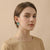 Green Gold Plated Floral Enamel Stud Earrings For Women
