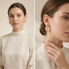 Pink Gold Plated Enamel Crescent Moon Stud Earrings For Women