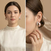 Rose Gold Pastel Pink White Enamel Half Hoop Earrings For Women