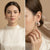 Rose Gold Pastel Pink White Enamel Half Hoop Earrings For Women
