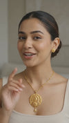 Gold-Plated Traditional Floral Filigree Pendant Necklace with Matching Stud Earrings for Women and Girls - Ethnic Jewellery Set for Wedding, Festivals, and Gifting