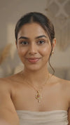 Gold-Plated Jewellery Set for Women – Elegant Geometric Sunburst Pendant Necklace and Matching Stud Earrings with Ruby Pink Stones and Clear Crystal Accents